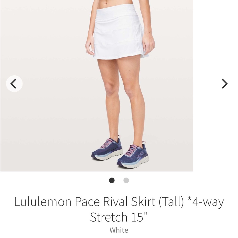 Lululemon Pace Rival Skirt (Tall) *4 way Stretch 15” in WHITE